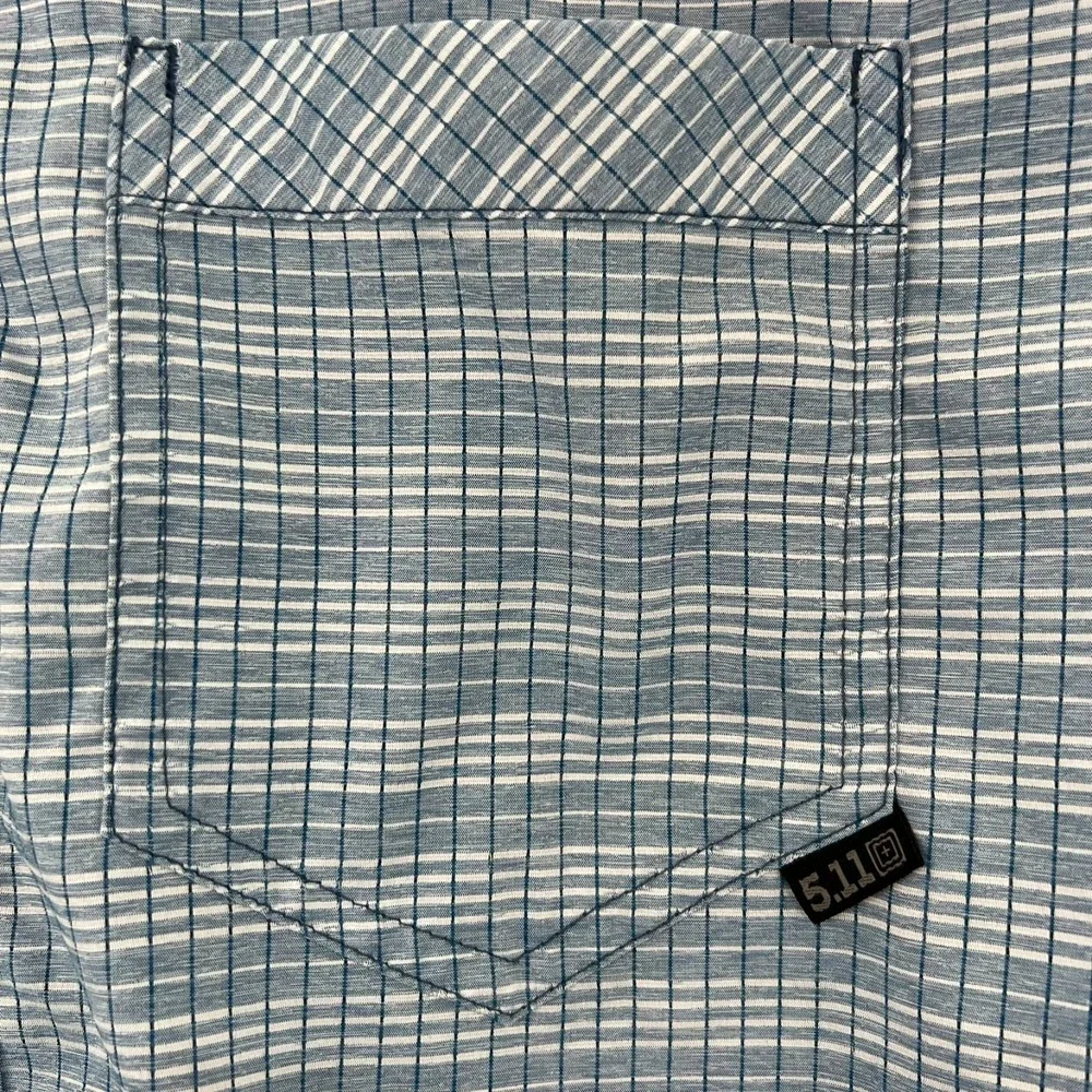 5.11 Tactical Shirt Mens‎ XL Blue White Plaid Button Up Short Sleeve - Picture 5 of 16